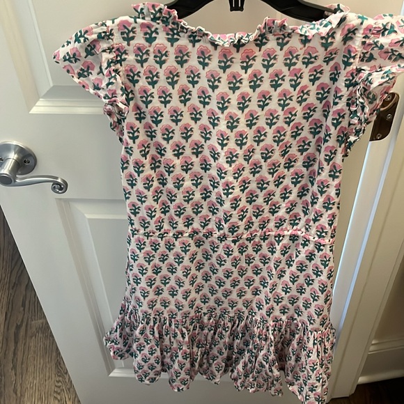 OLIPHANT Tie Cinched Flirty Mini Flutter Sleeve Dress in Pink Lucia Size XXS - Picture 5 of 7